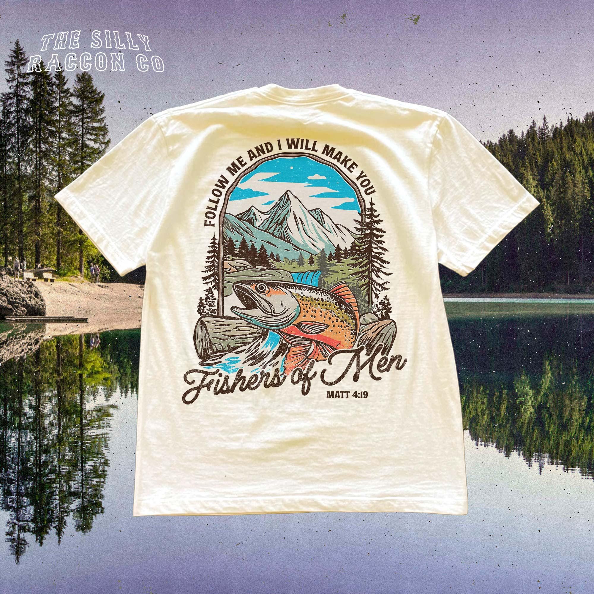 Christian Fishing Fishers Tee Outdoors Faith Jesus Tee Bible Verse Matthew 19 Father'S Day Him (1)