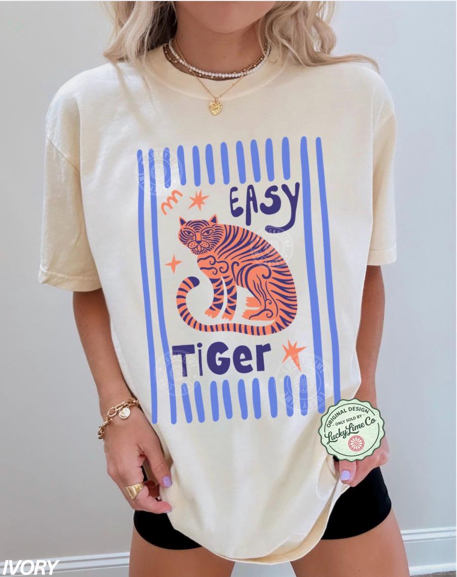 Comfort Colors Easy Tiger Retro Tiger Tiger Boho Tees Retro Vintage Tiger (2)
