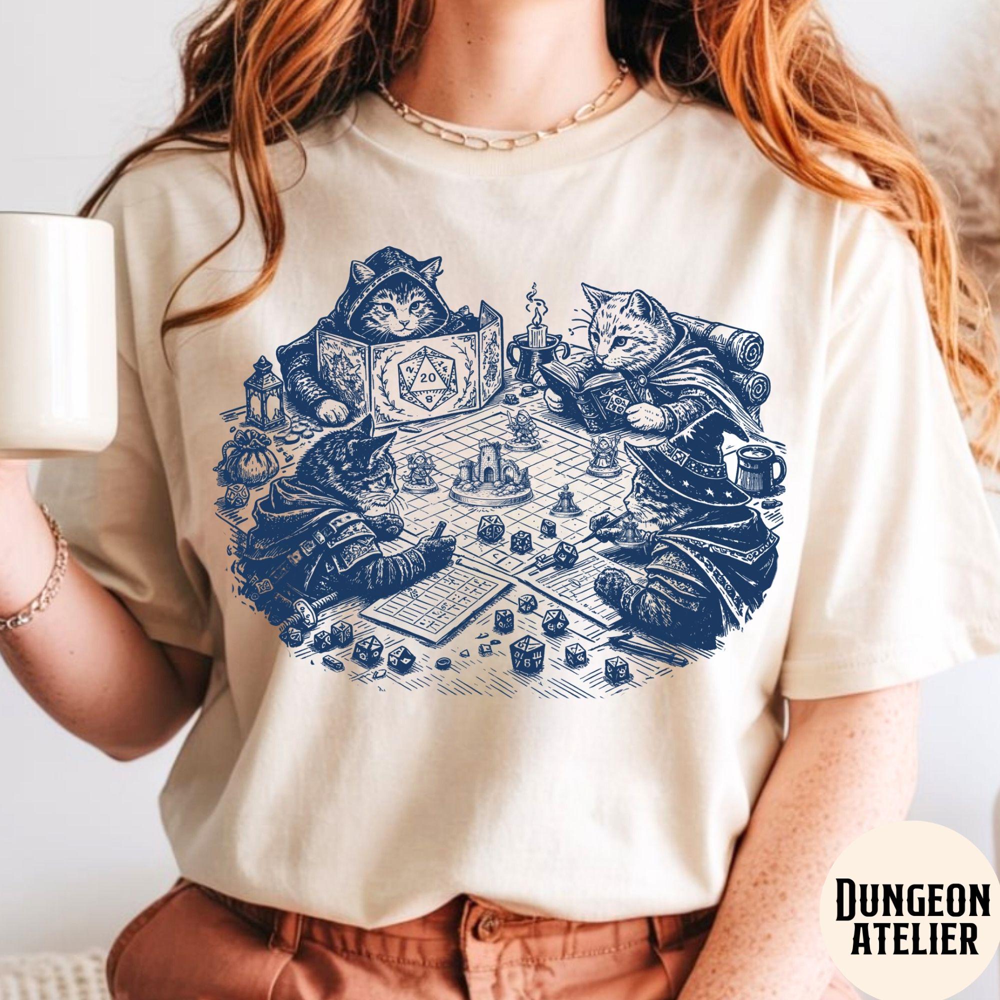 Dnd Cats Comfort Colors Retro Kitten Cat Person Vintage Nerdy Cats Tabletop Cat Dad Mom (2)