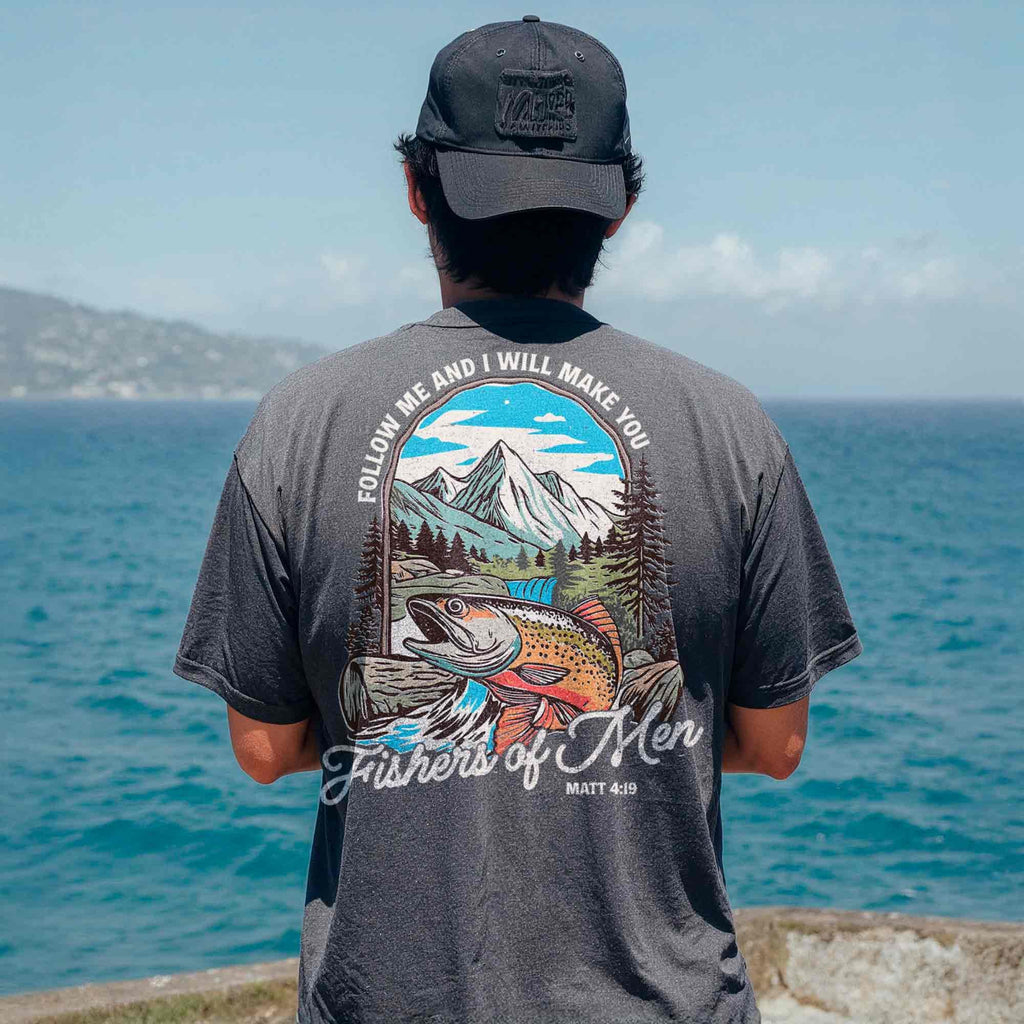 Christian Fishing Fishers Tee Outdoors Faith Jesus Tee Bible Verse Matthew 19 Father'S Day Him (3)