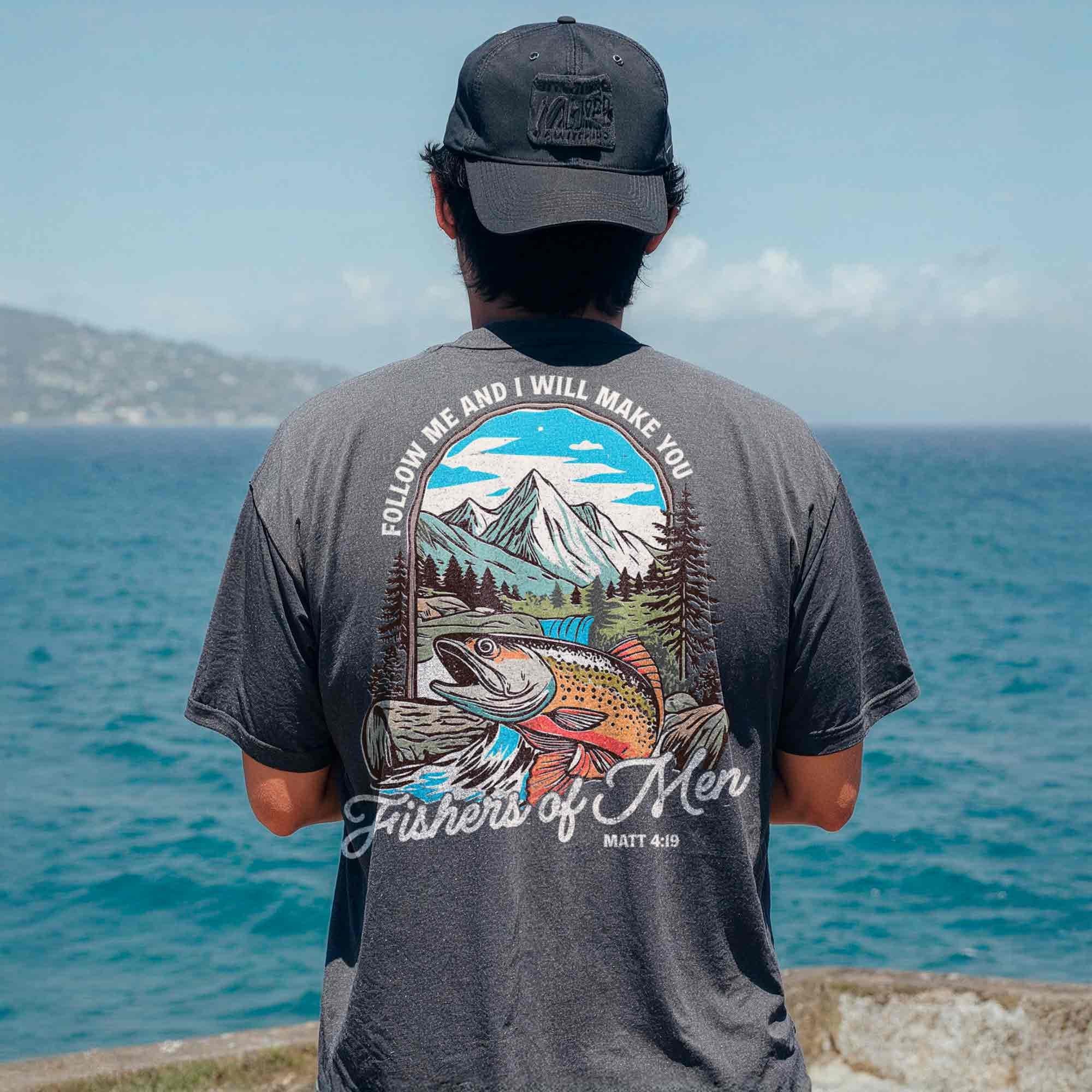 Christian Fishing Fishers Tee Outdoors Faith Jesus Tee Bible Verse Matthew 19 Father'S Day Him (3)