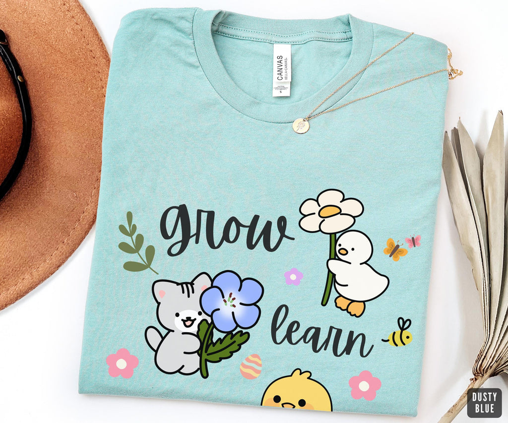 Teacher Grow Learn Shine Repea Spring Easter Teachers Bella Canvas (4)