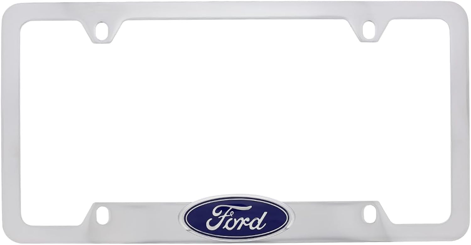 3D Ford Badge Emblem Chrome Plated Metal License Plate Frame Holder