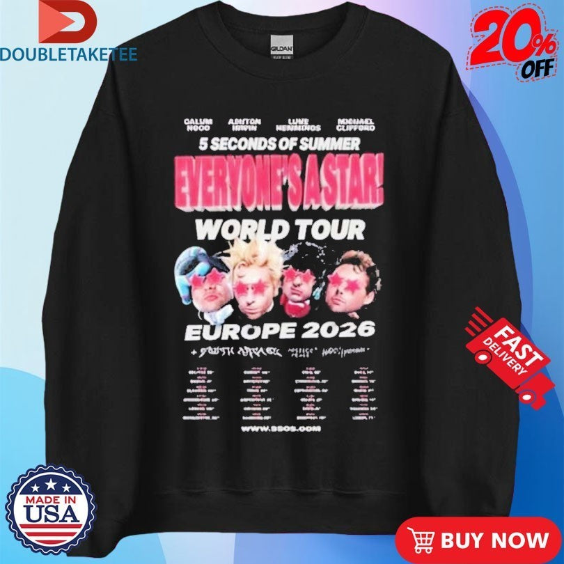 5 Seconds Of Summer 5SOS Everyone’s A Star World Tour Europe Leg 2026 Tour Dates And Stops Celebrating 6th Shirts
