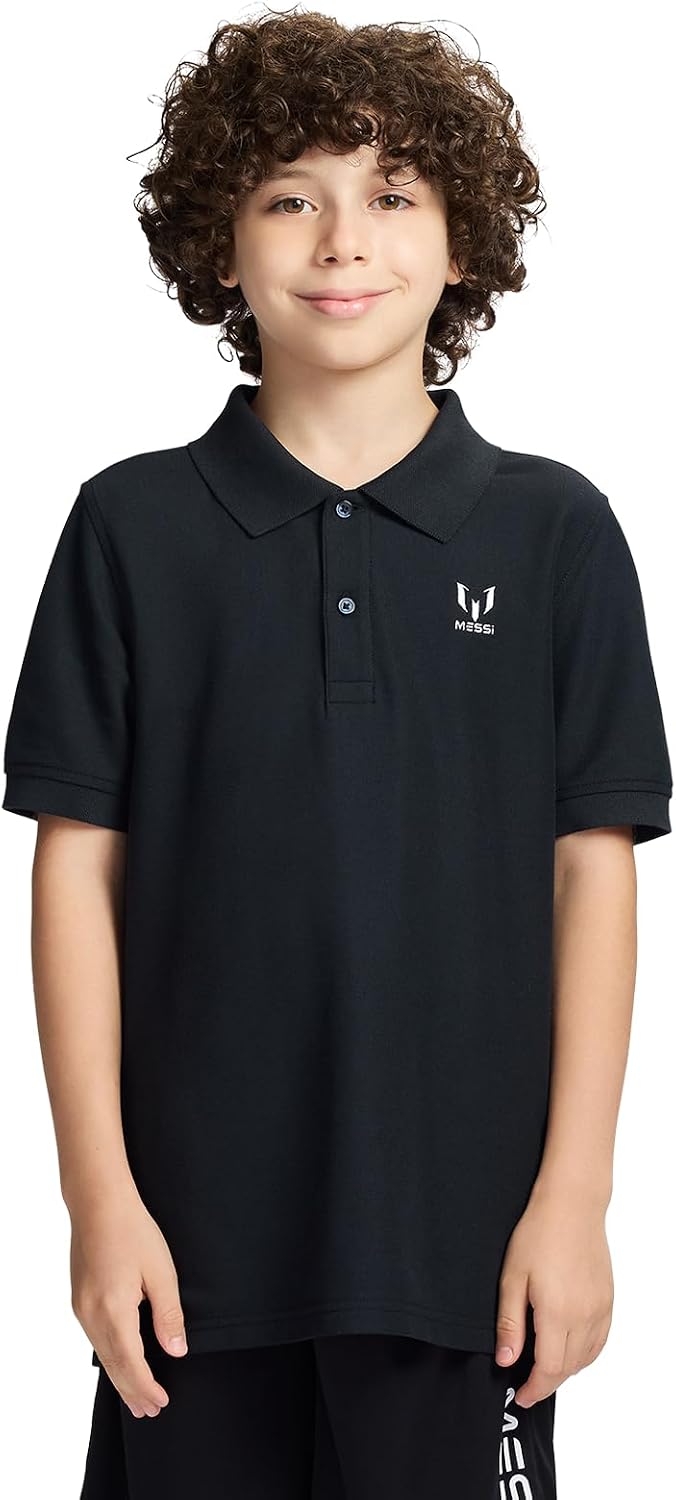 Boys' Lifestyle Short Sleeve Polo T-Shirt, Slim-fit Graphic Tee, Cotton Blend Fabric