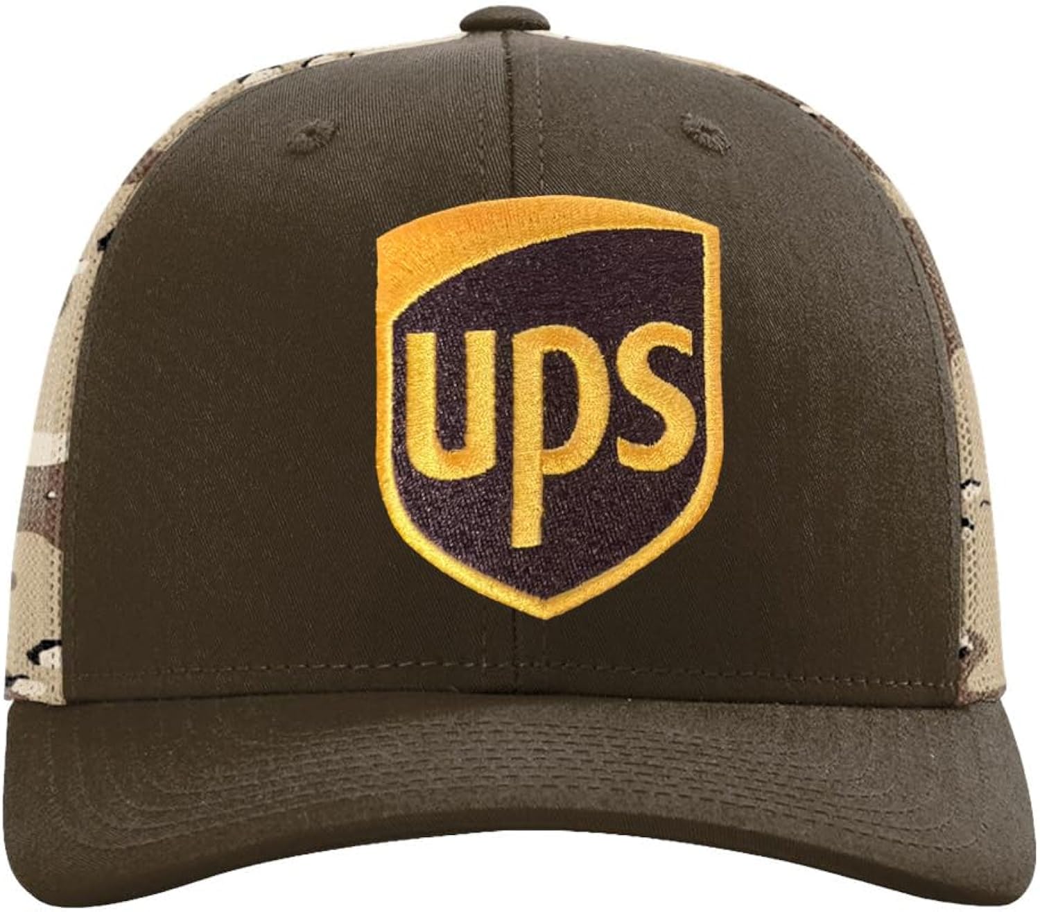 Camo Back Brown United Parcel Service Official Style Color Embroidered Patch Front Snapback Khaki Brown Baseball Cap Hat Richardson Camo112PM