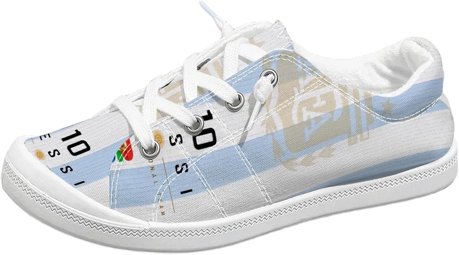 Soccer Fan National Team Player Canvas Sneakers for Women, Messi Ronaldo Mbappé Print Low Top Casual Shoes, Lightweight Comfortable Daily Flats