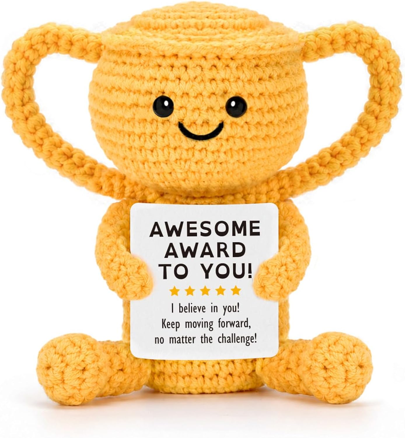 Xinezaa Mini Birthday Gifts for Teen Boys Girls Back to School Trophy Award | Graduation Gifts for Son Brother Daughter Sister Coworker, Emotional Positive Support Funny Handmade Crochet Cheer Up
