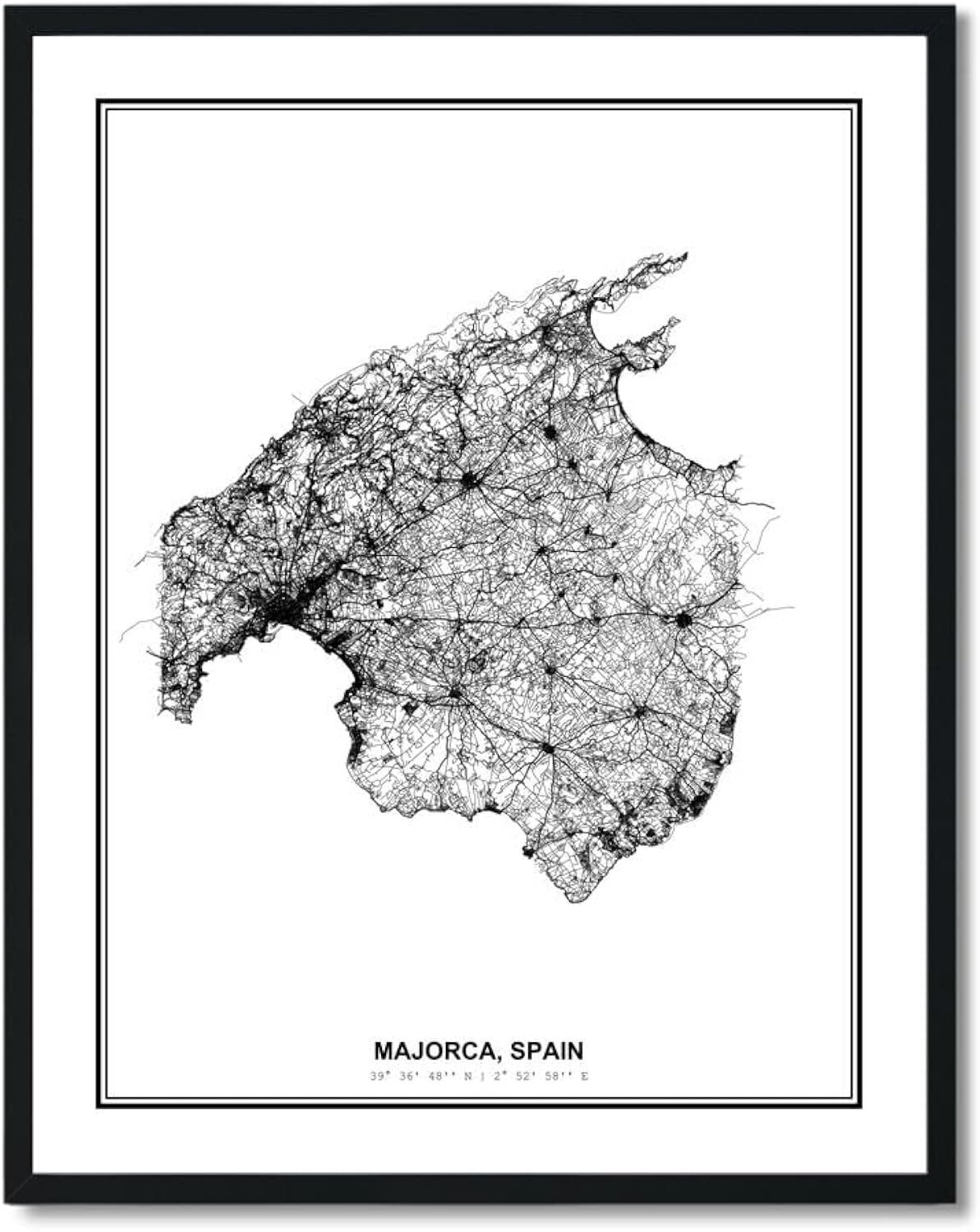 Susie Arts 11X14 Unframed Majorca Spain Wall Art Map Metropolitan City Road View Abstract Street Print Poster Decor Home Office sdm101