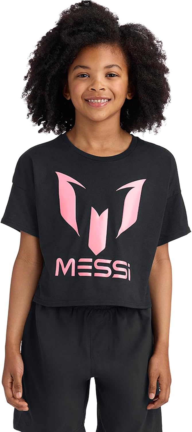 Girls' Lifestyle Short Sleeve T-Shirt, Slim-fit Graphic Tee, Cotton Blend Fabric