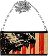 American Flag Art Women's Wallet Clutch - Bald Eagle Clutch for Women - Retro Women's Wallet Clutch
