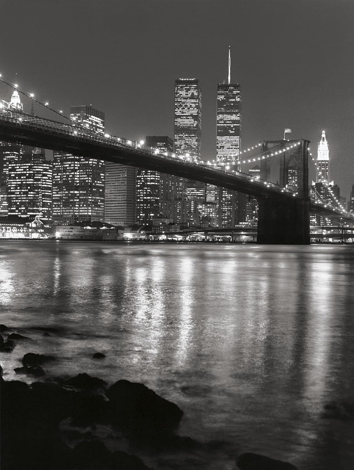 Picture Peddler Brooklyn Bridge with World Trade Center New York City by Chris Bliss Landmark Print Poster Image and Overall Size is 8x10 Inches