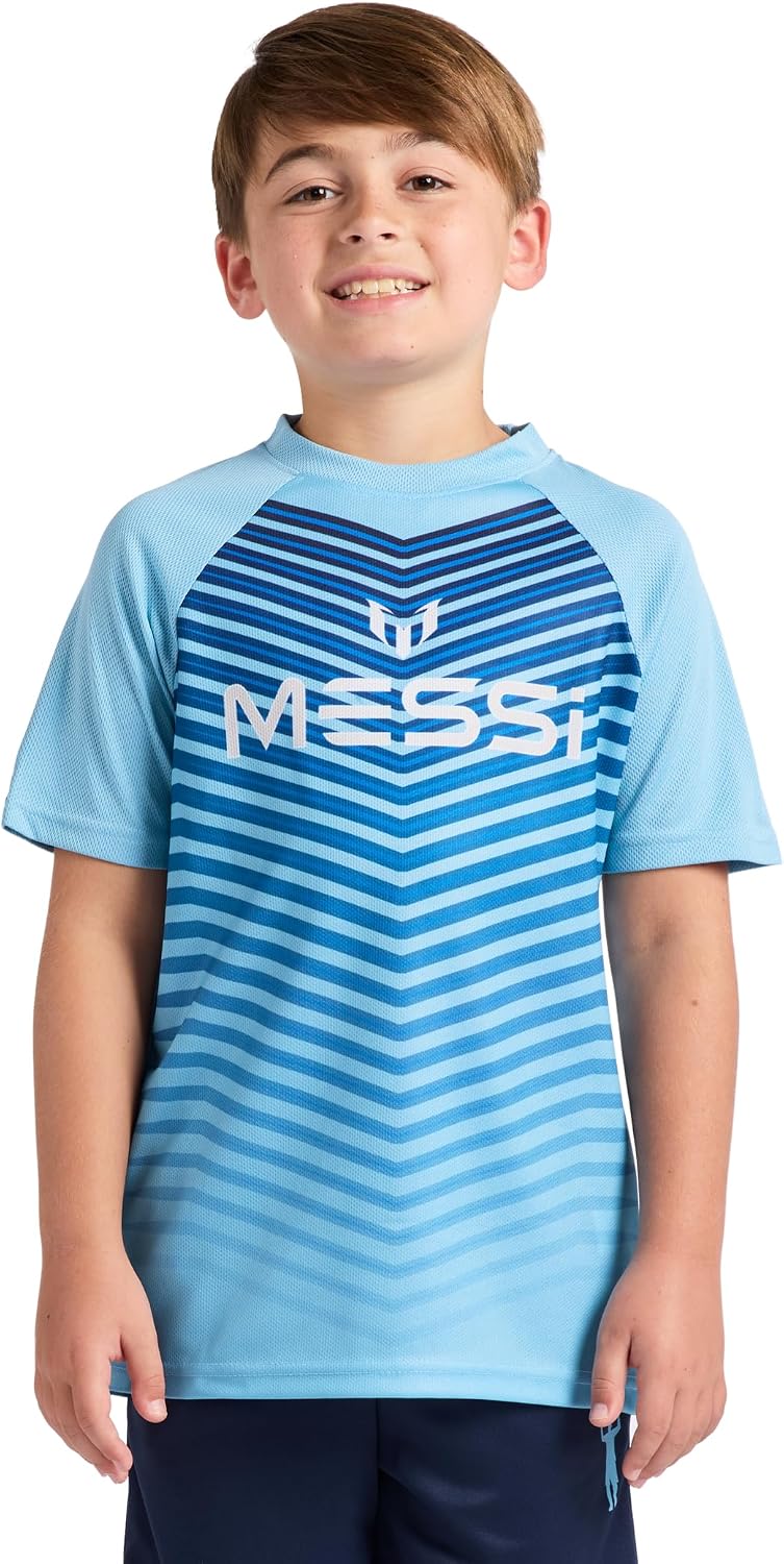 Boys' Lifestyle Short Sleeve Top, Slim-fit Crew-Neck Shirt with Logo, Comfortable