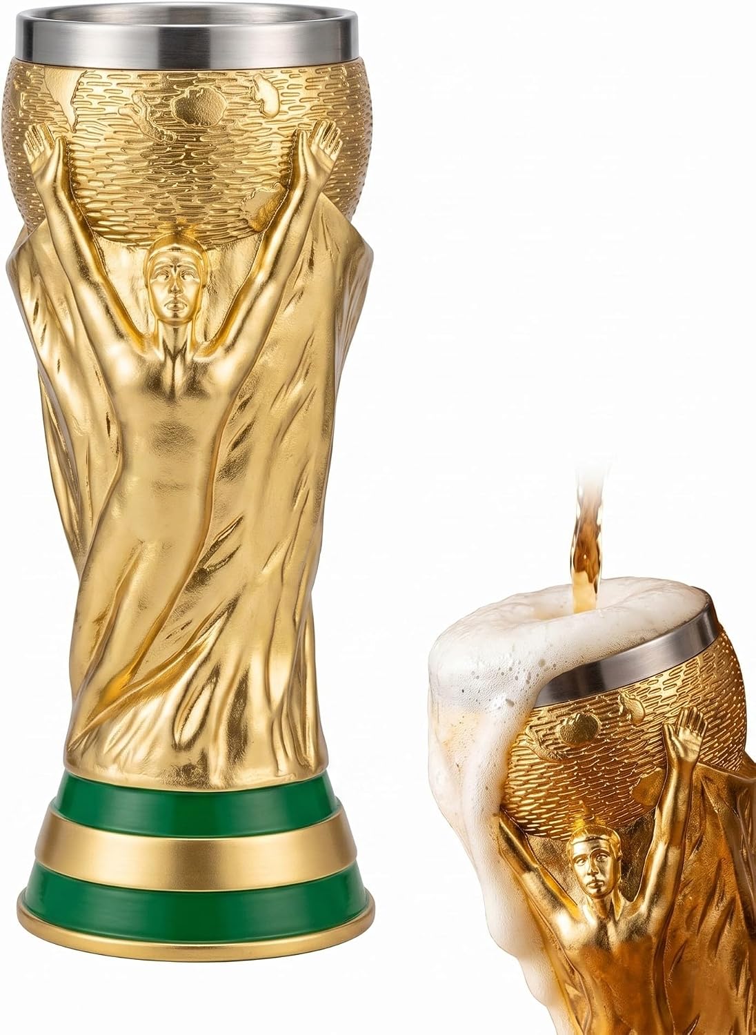 Soccer Trophy Pint Weizen Pilsner Glass for World Soccer Cup 2026 | 300ml /11oz / Resin＆Stainless Steel / novelty beer mug / World Cup gift / sports bar decor / Football Fan Gift Champion Party