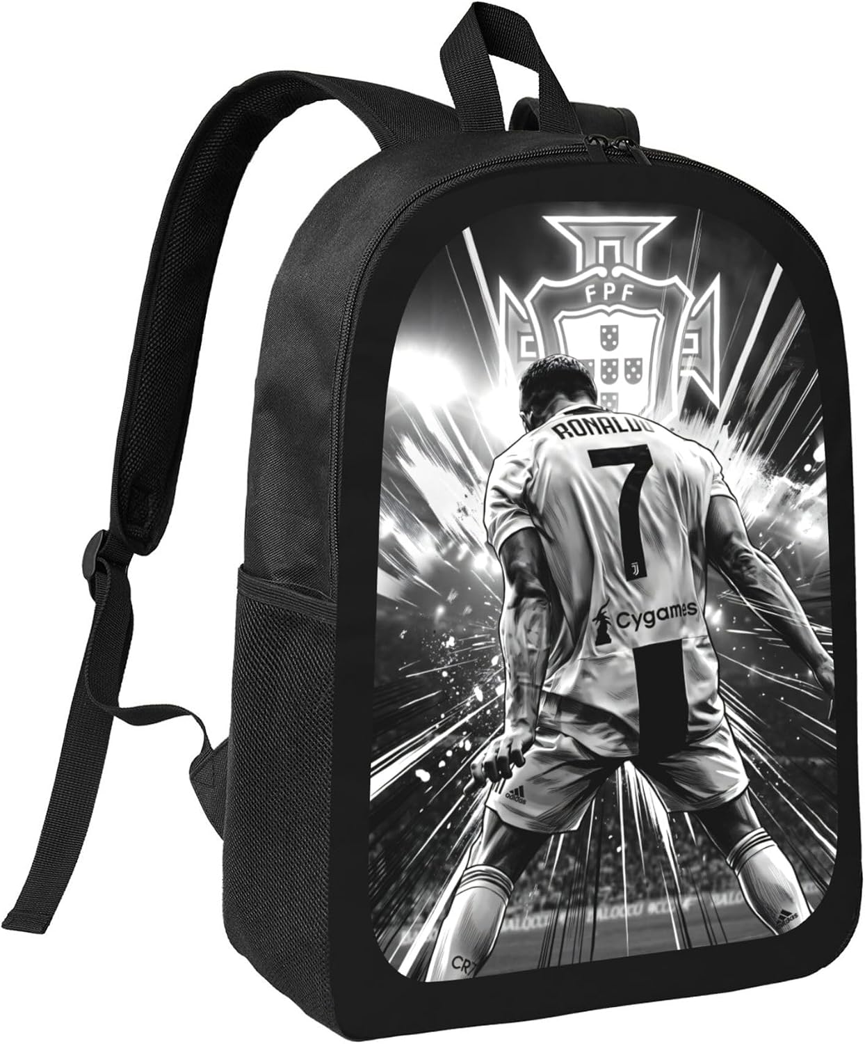 Ronaldo #7 Adult Simplicity Backpack – 16.5 Inch Laptop Bag/Bag for Daily Use, Black (Black A1, Medium)