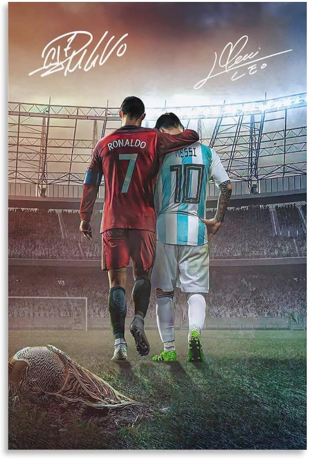 fhzang Messi Ronaldo Poster 1 Canvas Poster Unframed: 12x18 inches (30x45 cm)