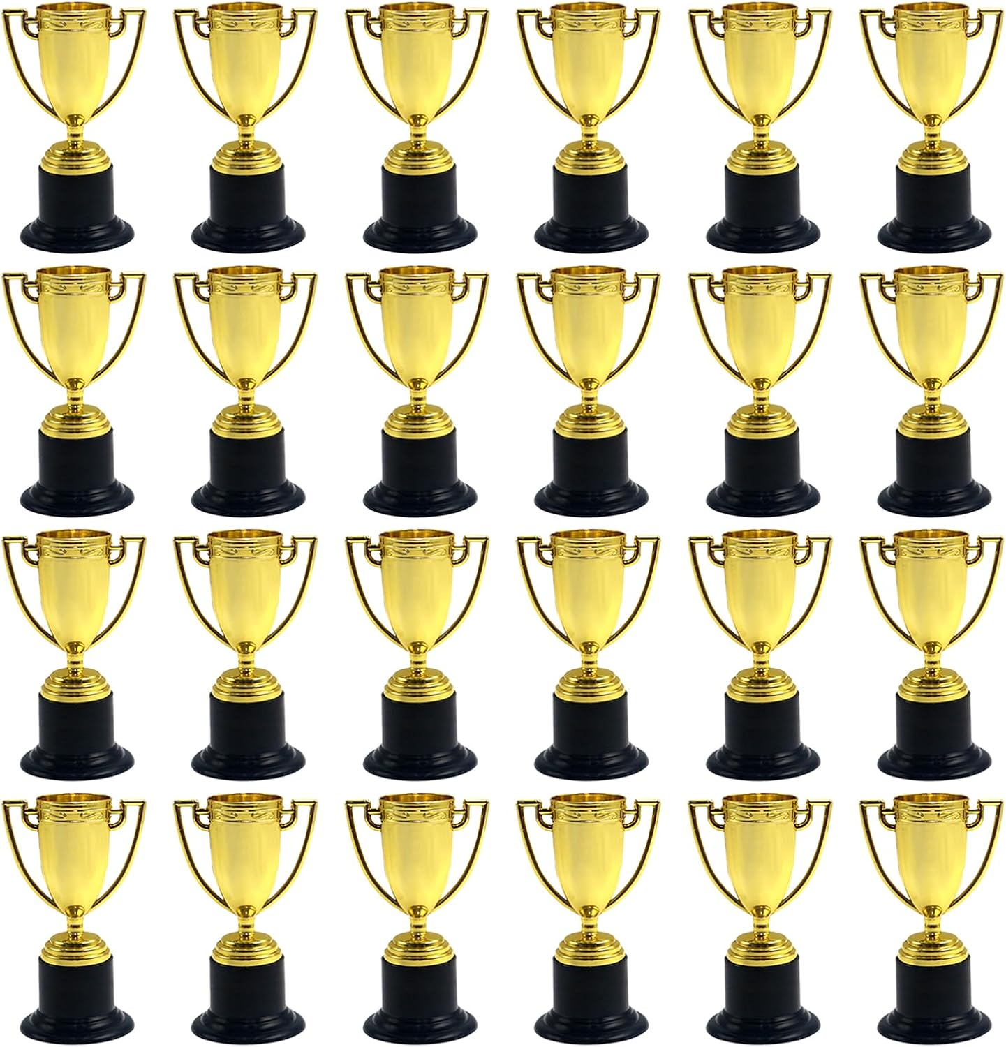 24 Pcs Mini Trophies, 4 Inch Plastic Trophies for Kids, Gold Trophy Award, Participation Trophys Cup, Bulk Trophys for Party Favors, Sports Rewards, Winning Prizes, Competitions, 2026 World Cup (24)
