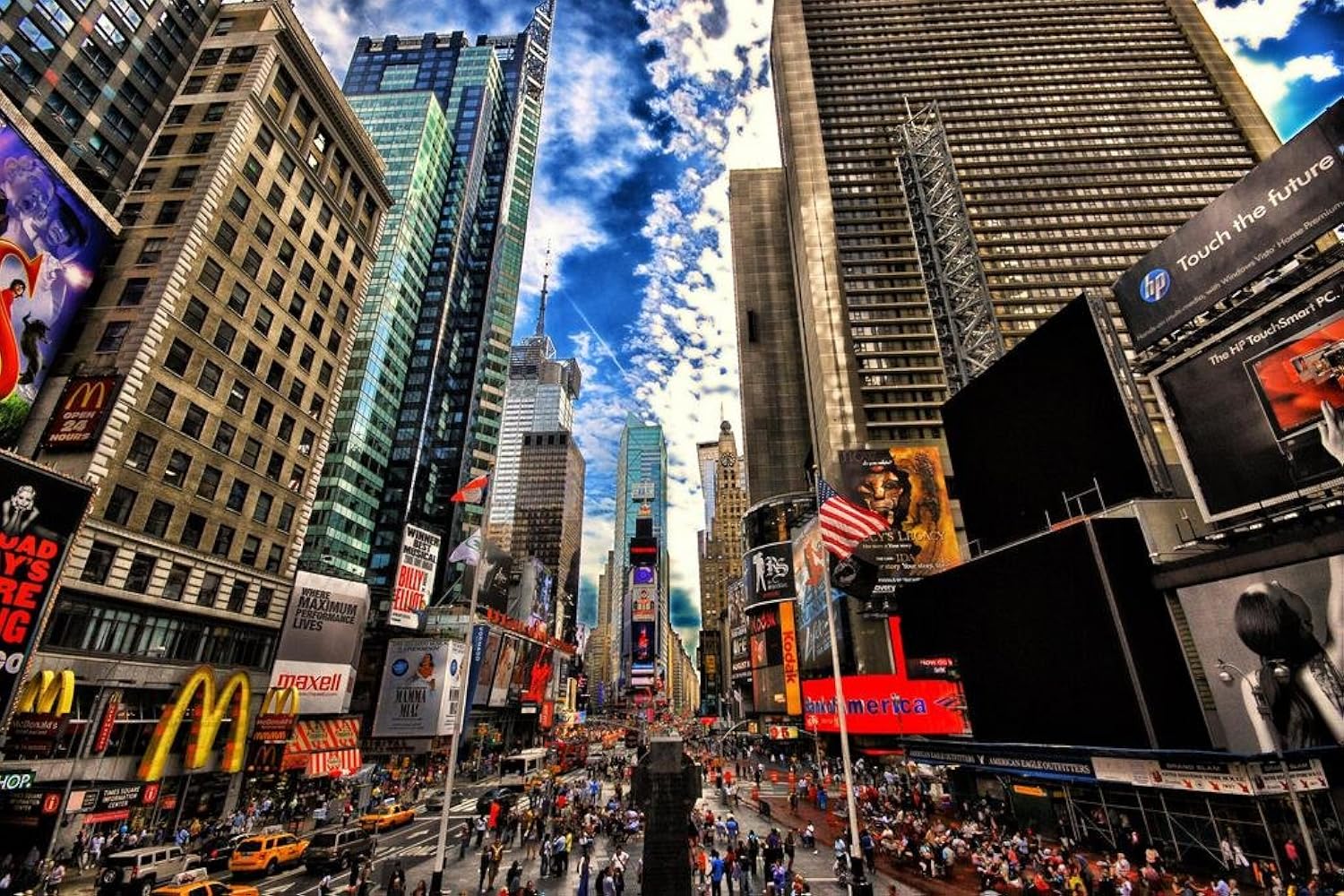 Crowd in Times Square Manhattan New York City Photo Photograph Cool Wall Art Print Poster 36x24