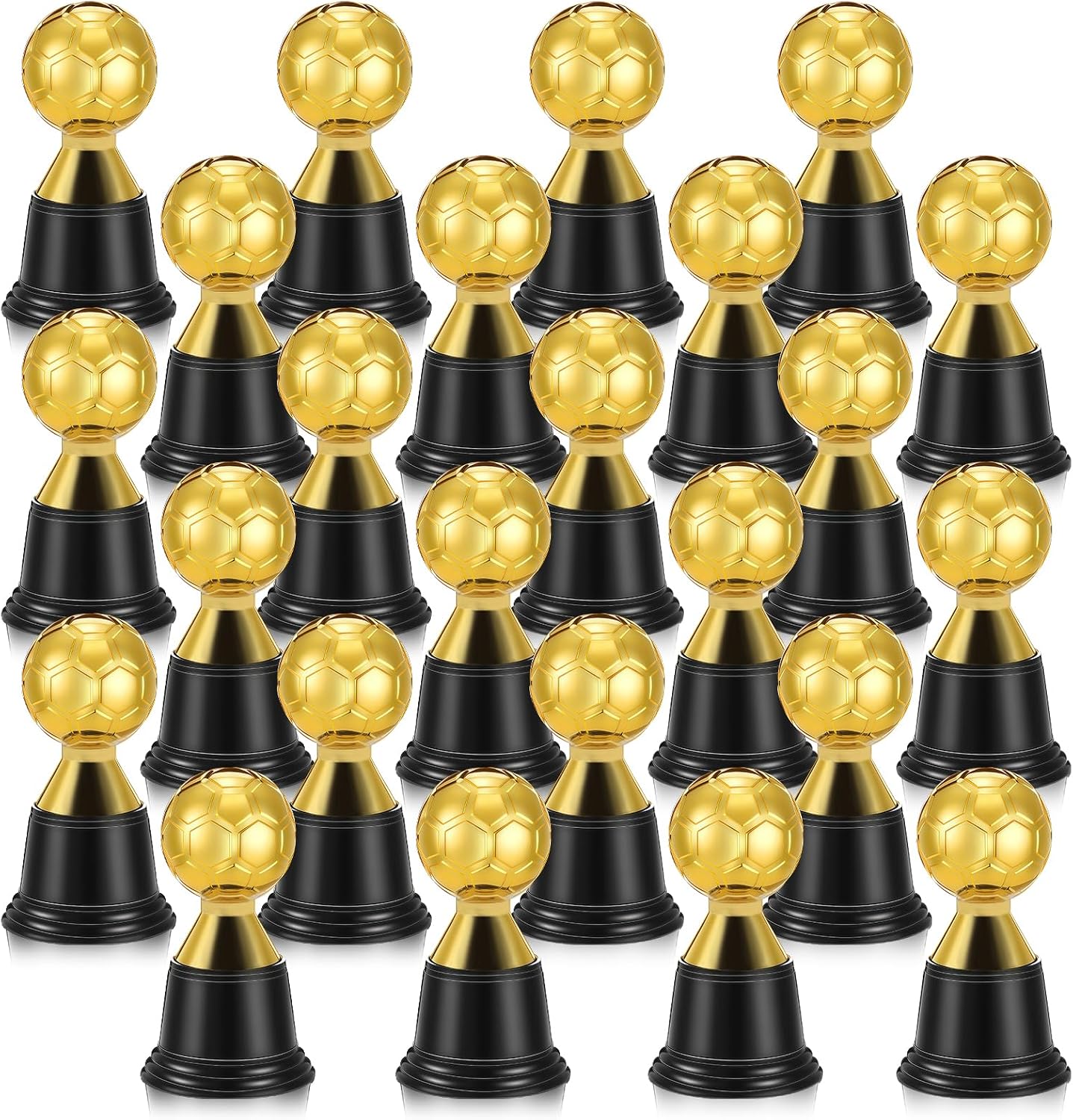 24 Pack Mini Soccer Star Trophies for Awards, 4.5 Inch Gold Football Plastic Trophy Cups for Sports Event, World Cup, Party Favors, Props, Rewards, Winning Prizes, Competitions