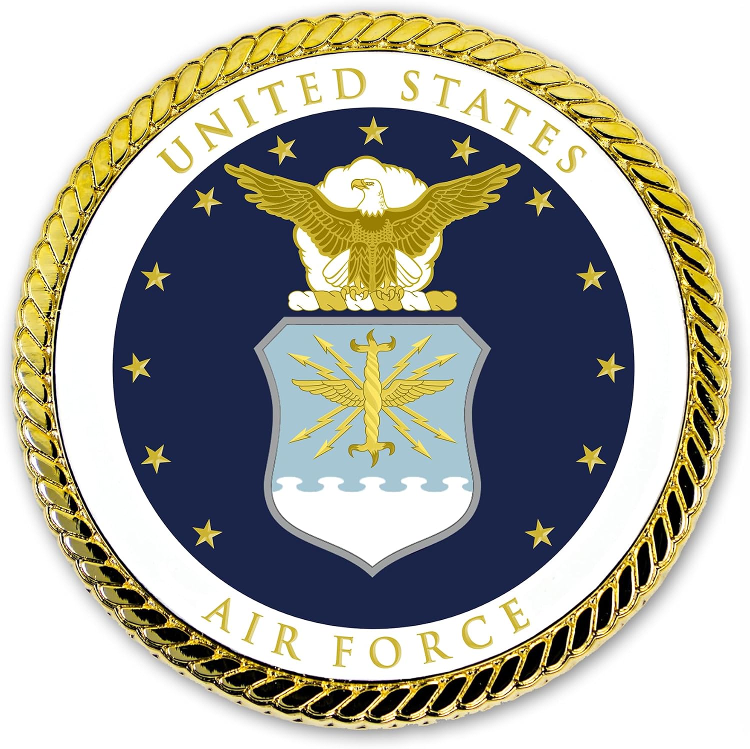 US Air Force Auto Medallion – 2 Inches UASF Metal Logo for Car - US Air Force Gifts for Veterans| Disabled USMC Vet Owned Small Business