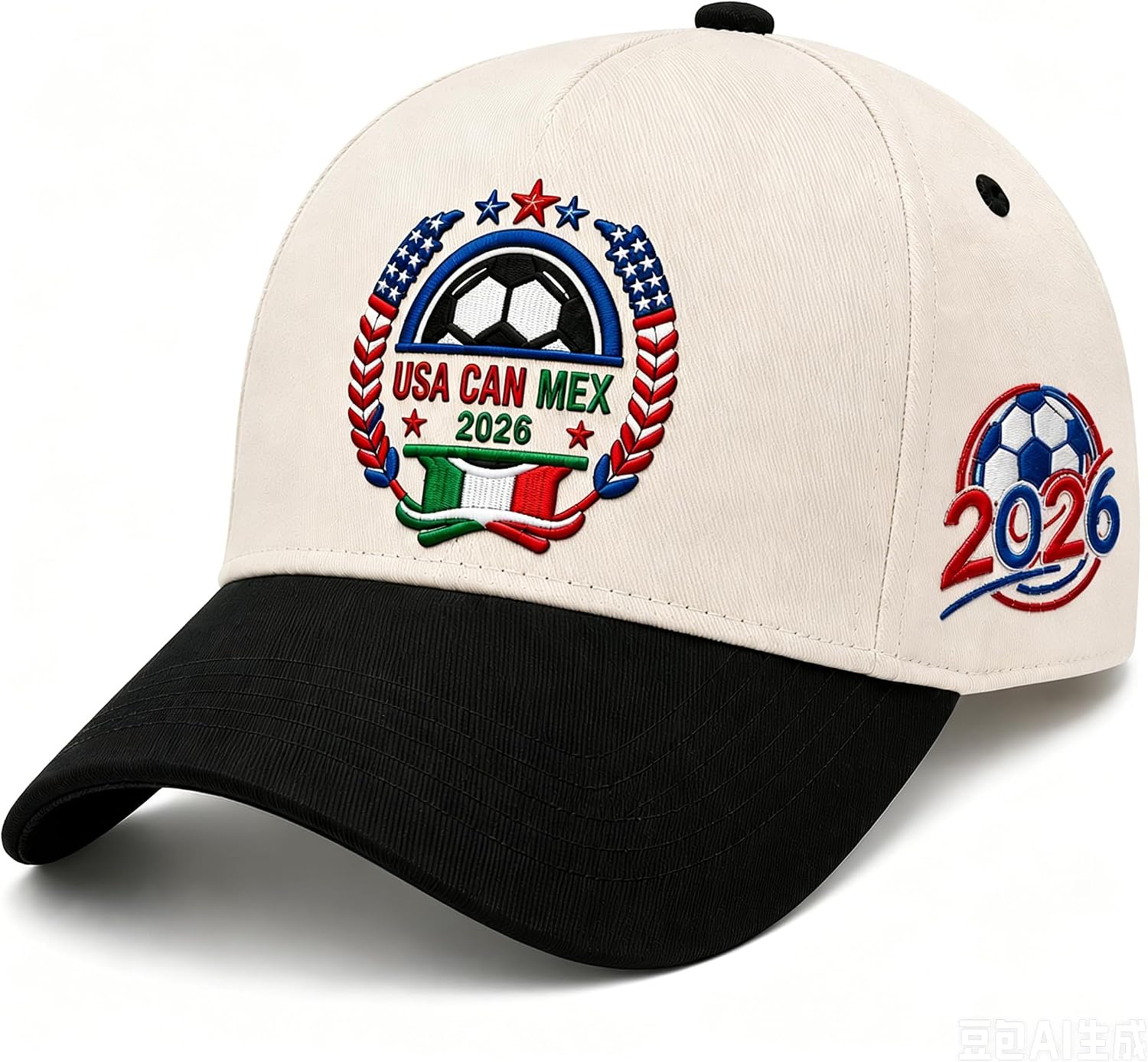 2026 Soccer Fan Cap, USA Canada Mexico Inspired Embroidered Cotton Baseball Hat, Adjustable Sports Cap for Men Women