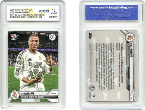 2024-25 Topps UCL KYLIAN MBAPPE 1st Hat Trick Real Madrid Card #108 - Graded GEM Mint 10