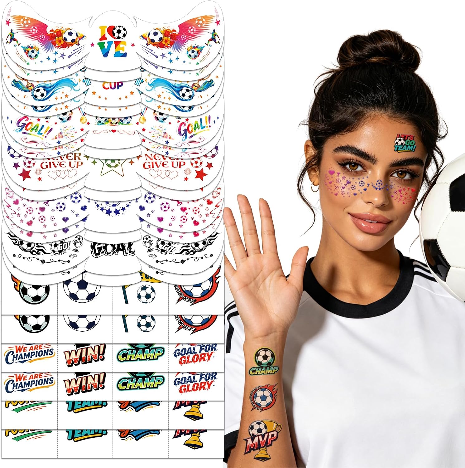 World Cup Soccer Freckles Face Tattoos - 36 Pcs | World Cup 2026 Merch, Soccer Birthday Party Favors & Decor, Game Day Accessories