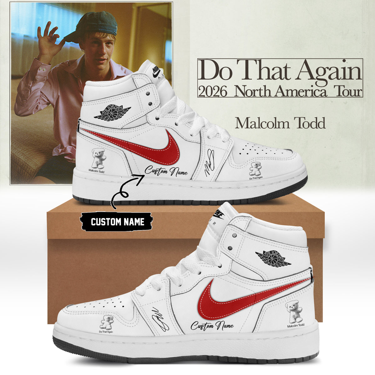 Malcolm Todd Do That Again Tour 2026 Custom AJ1 Shoes v2