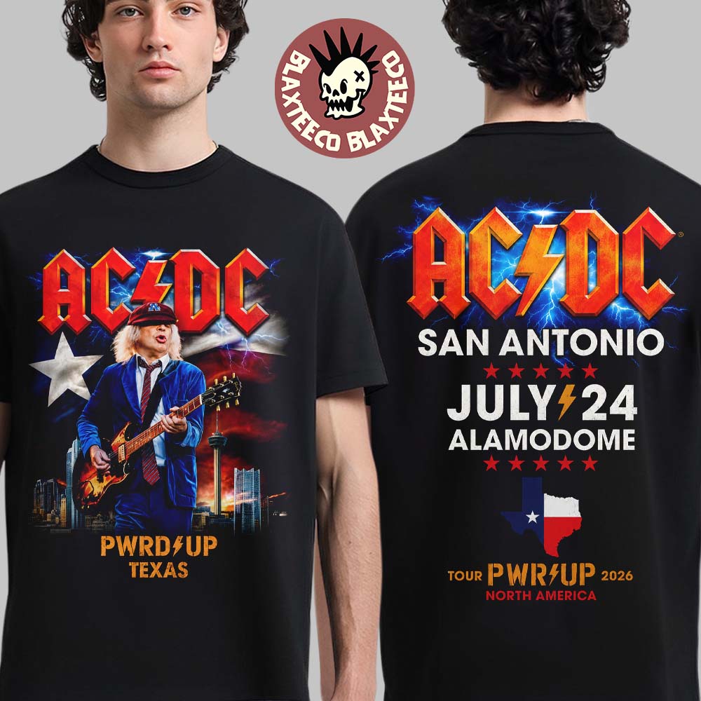 ACDC San Antonio Texas 2026 Exclusive Event Tee At Alamodome On July 24 2026 PWR Up Tour Two Sided T-Shirt