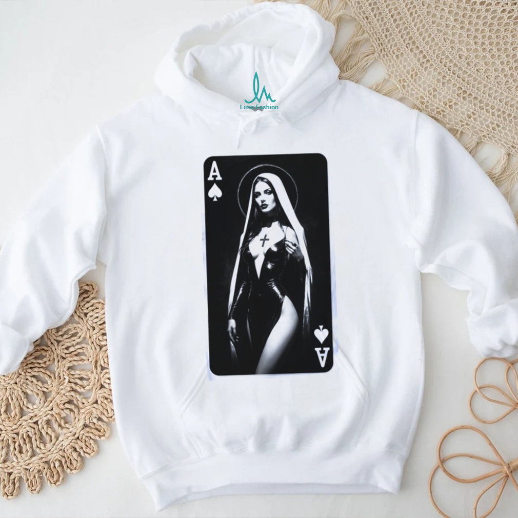 Ace of Spades Gothic Nun Playing Card Graphic T Shirt