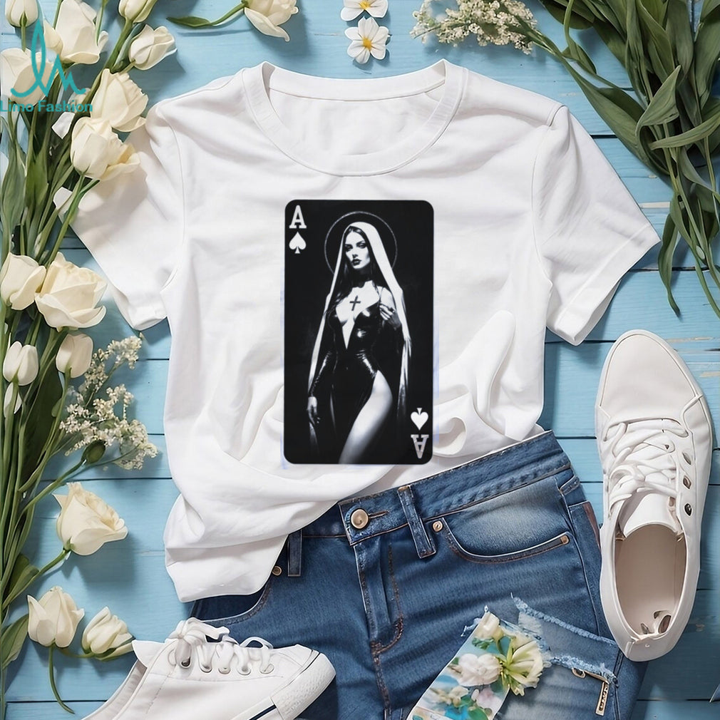 Ace of Spades Gothic Nun Playing Card Graphic T Shirt