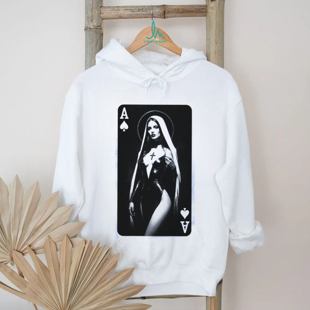 Ace of Spades Gothic Nun Playing Card Graphic T Shirt