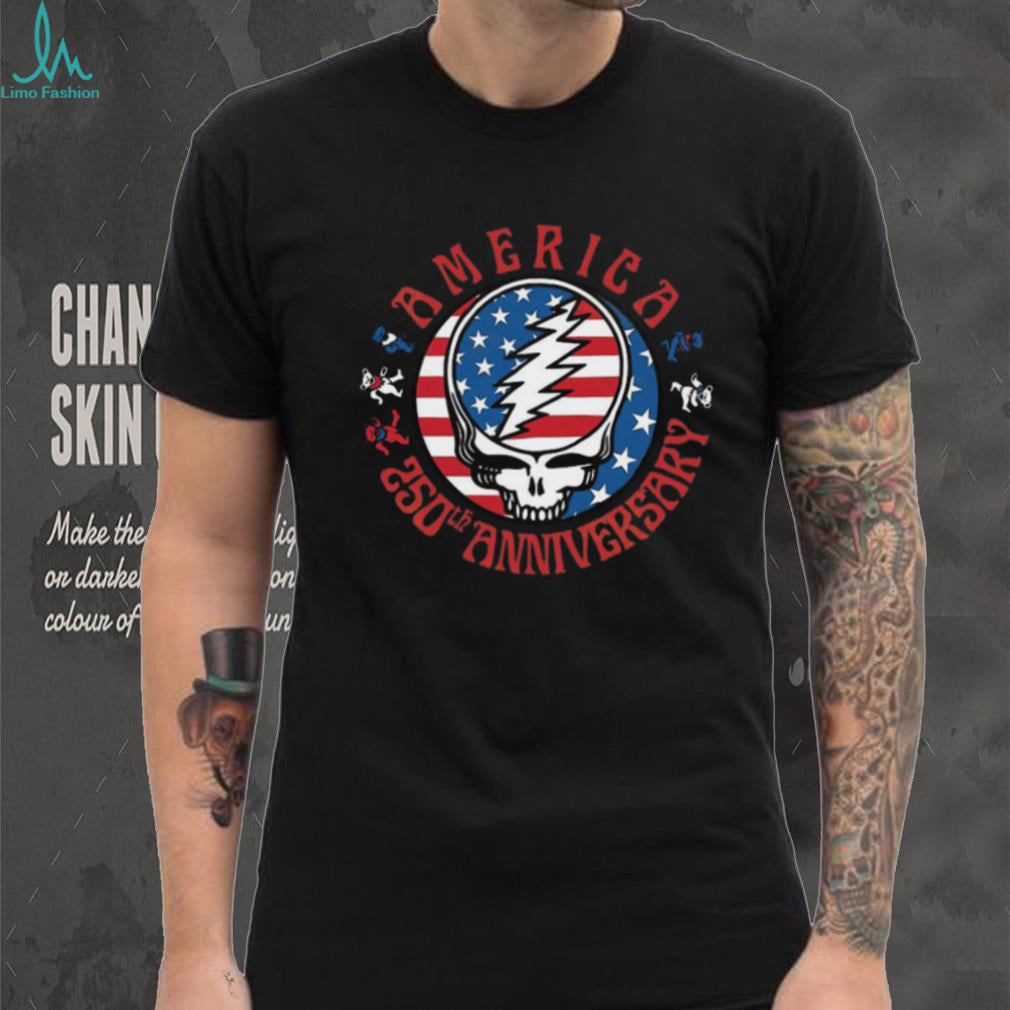 America 250th Anniversary Grateful Dead Steal Your Face Skull T Shirt