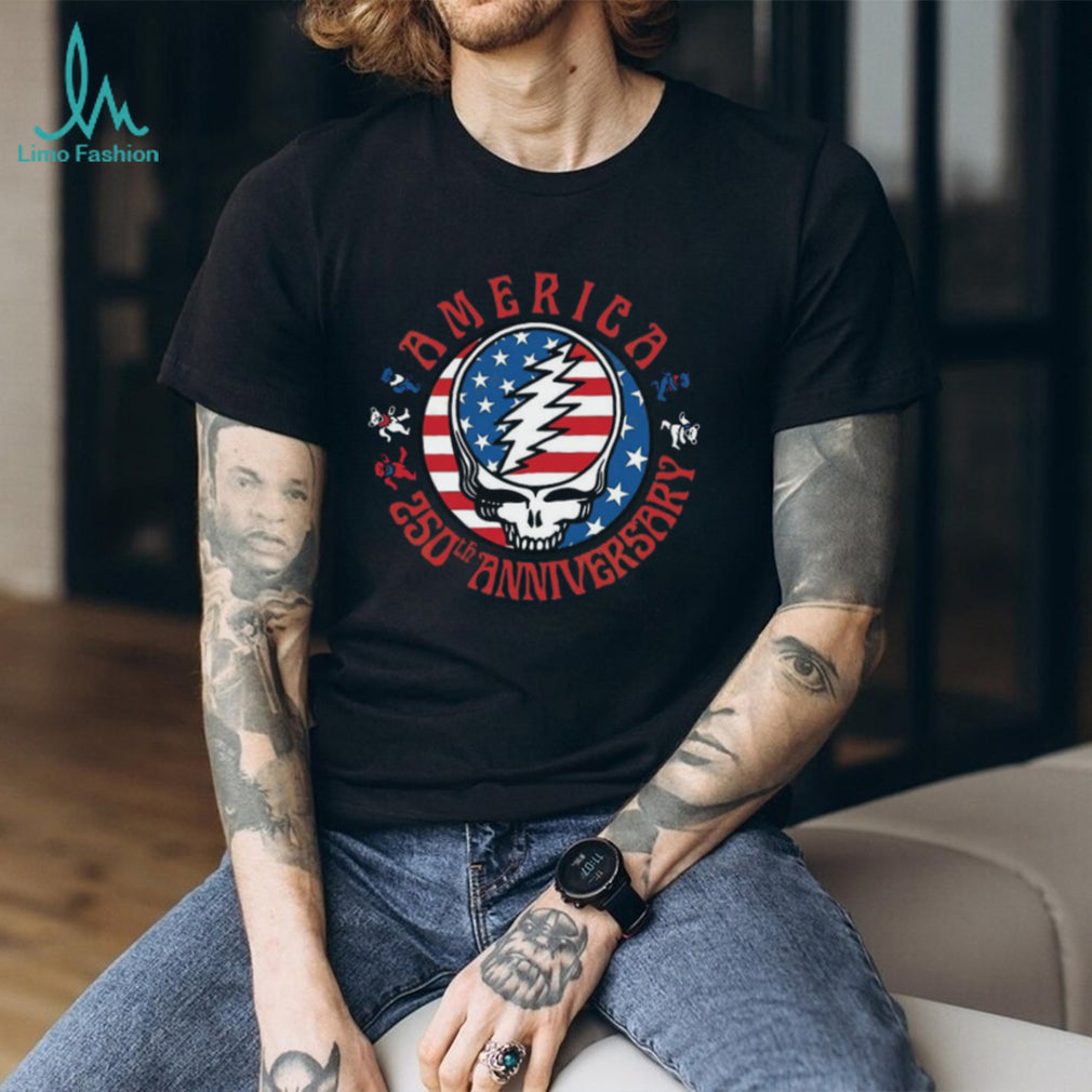 America 250th Anniversary Grateful Dead Steal Your Face Skull T Shirt