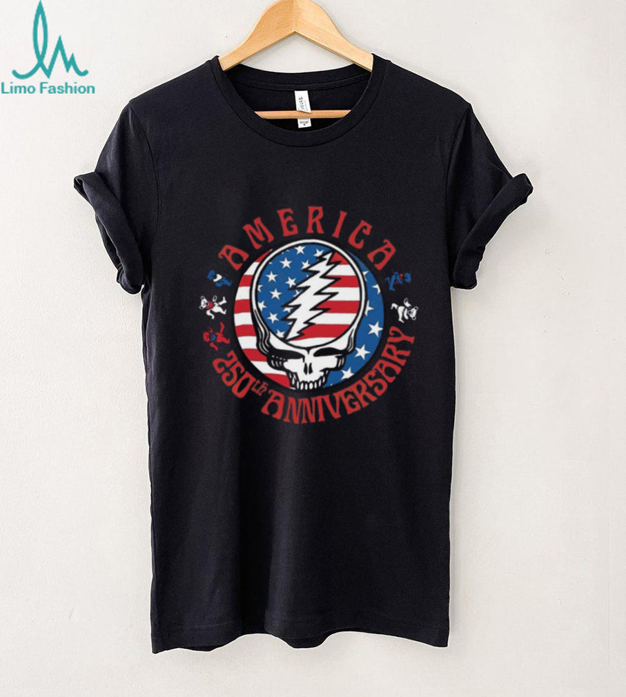 America 250th Anniversary Grateful Dead Steal Your Face Skull T Shirt