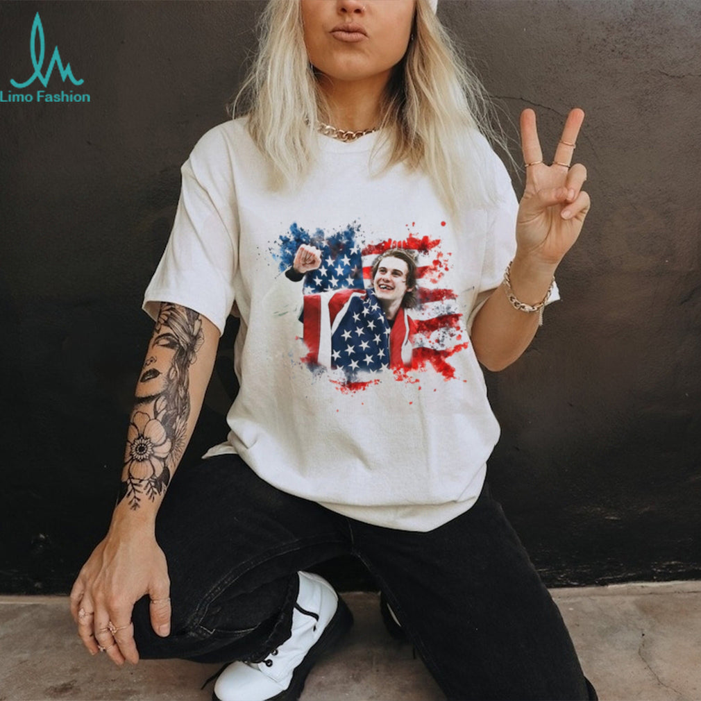 American Flag Watercolor Athlete Celebration USA Pride T Shirt
