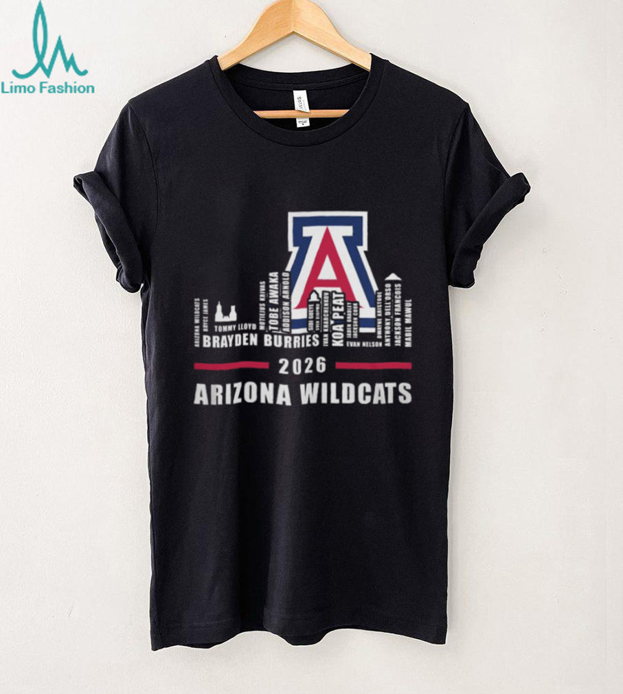 Arizona Wildcats 2026 Basketball Roster Skyline Logo T Shirt