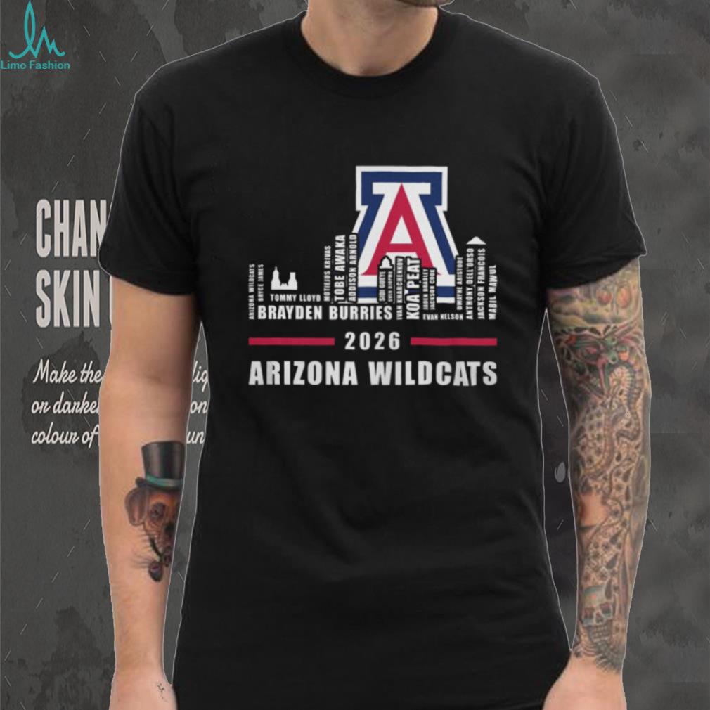 Arizona Wildcats 2026 Basketball Roster Skyline Logo T Shirt