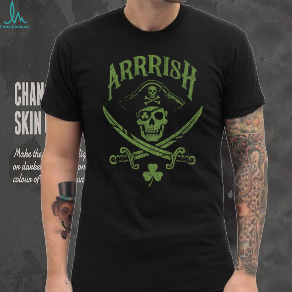 “Arrrish” Pirate Skull & Shamrocks St. Paddy’s Day Shirt