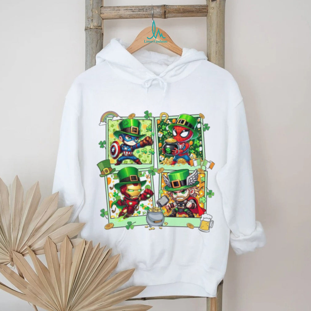 Avengers Superheroes St. Patrick’s Day Chibi Polaroid Design T Shirt