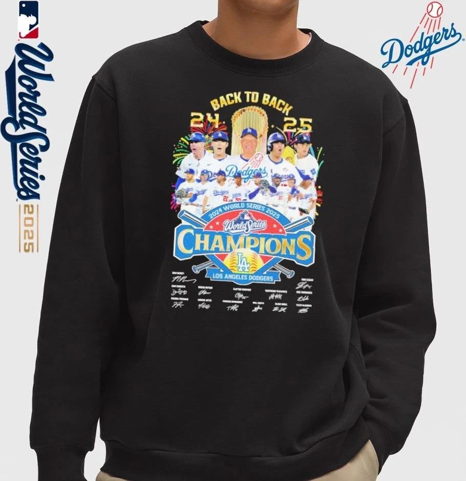 Back To Back 2024-2025 World Series Champions Los Angeles Dodgers Signatures Classic T-Shirt