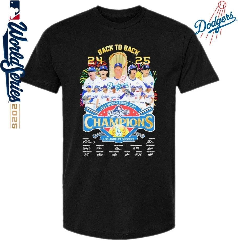 Back To Back 2024-2025 World Series Champions Los Angeles Dodgers Signatures Classic T-Shirt