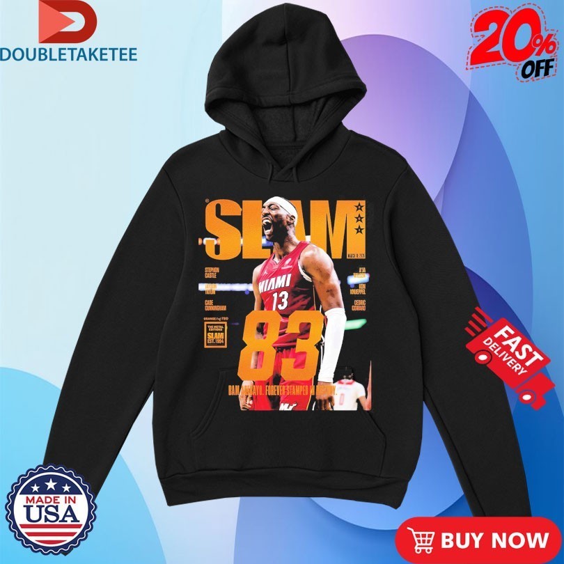 Bam Adebayo Miami Heat On The Cover Of Slam 261 83 Points Forever Stamped In History Orange Metal Shirts
