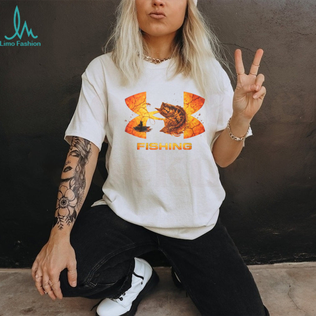 Bass Fishing Fisherman Sunset Logo Graphic T Shirt
