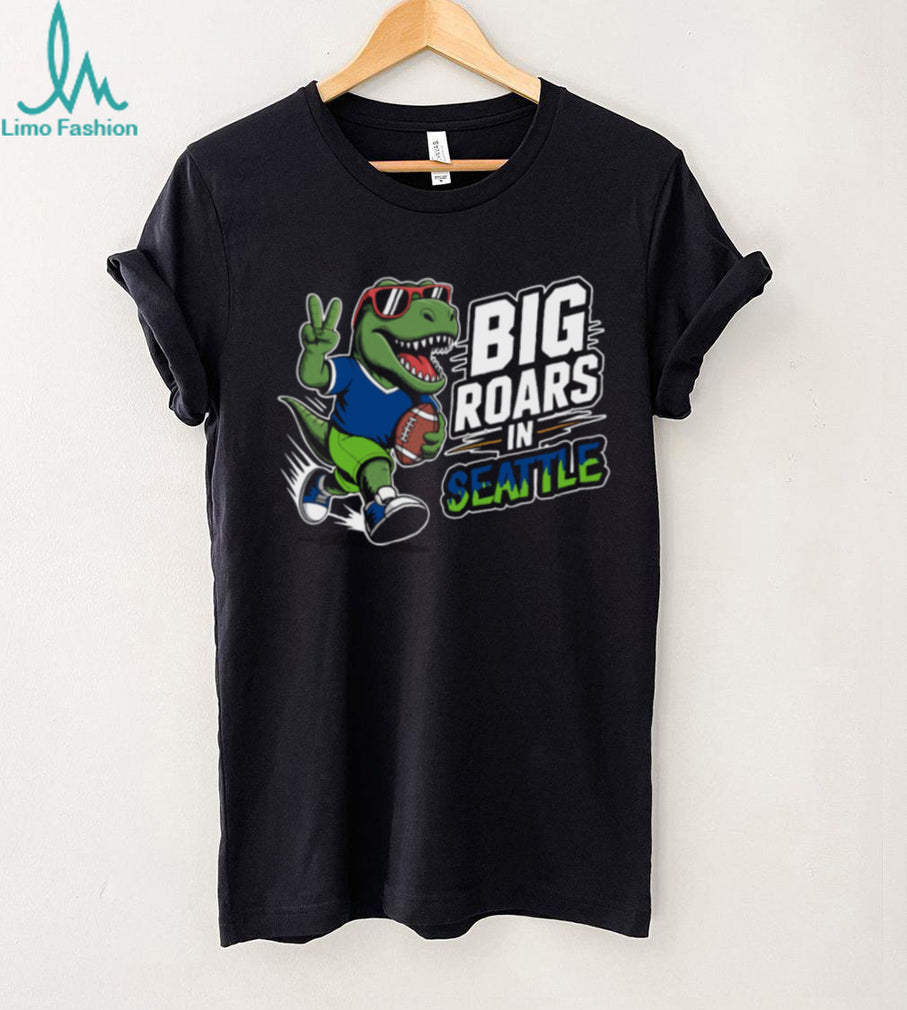 “Big Roars in Seattle” T Rex Football Player Kids & Fans T Shirt