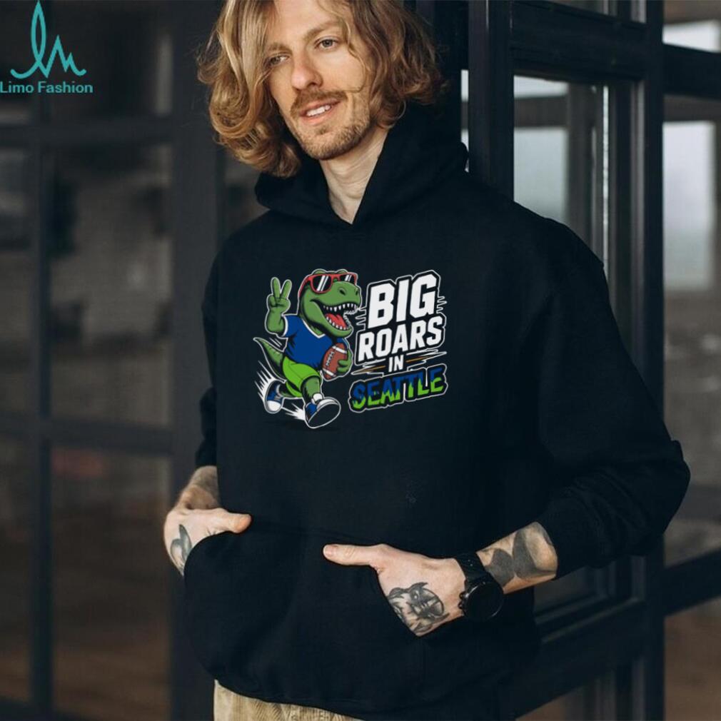 “Big Roars in Seattle” T Rex Football Player Kids & Fans T Shirt