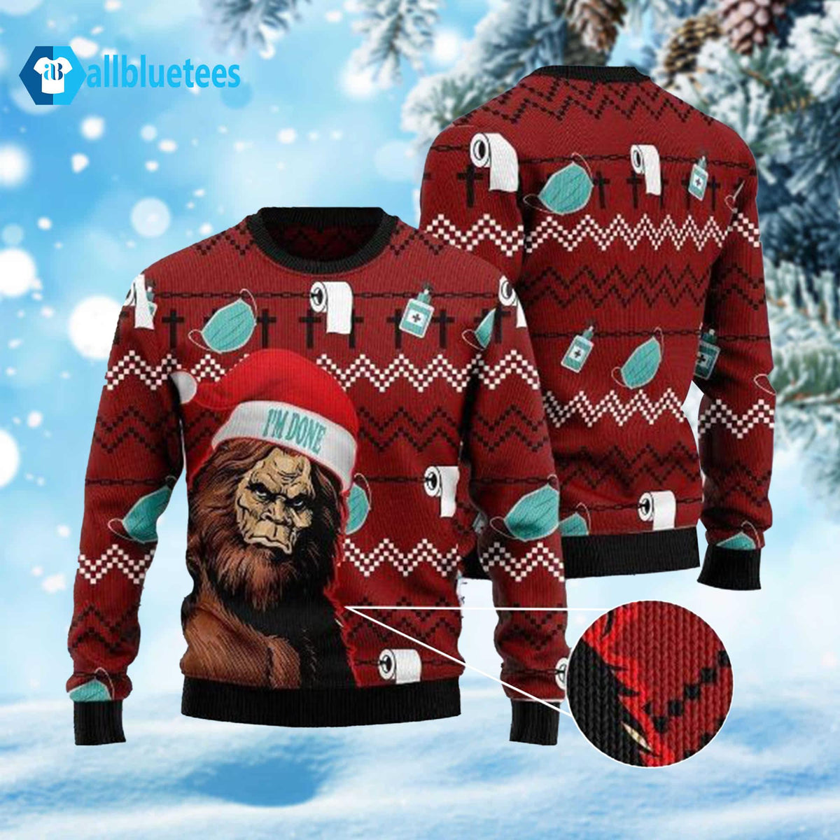Bigfoot Done Ugly Christmas Sweater