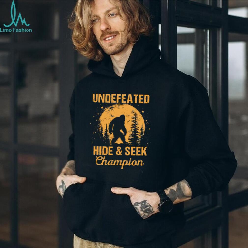 Bigfoot Undefeated Hide and Seek Champion Retro Sunset Tee