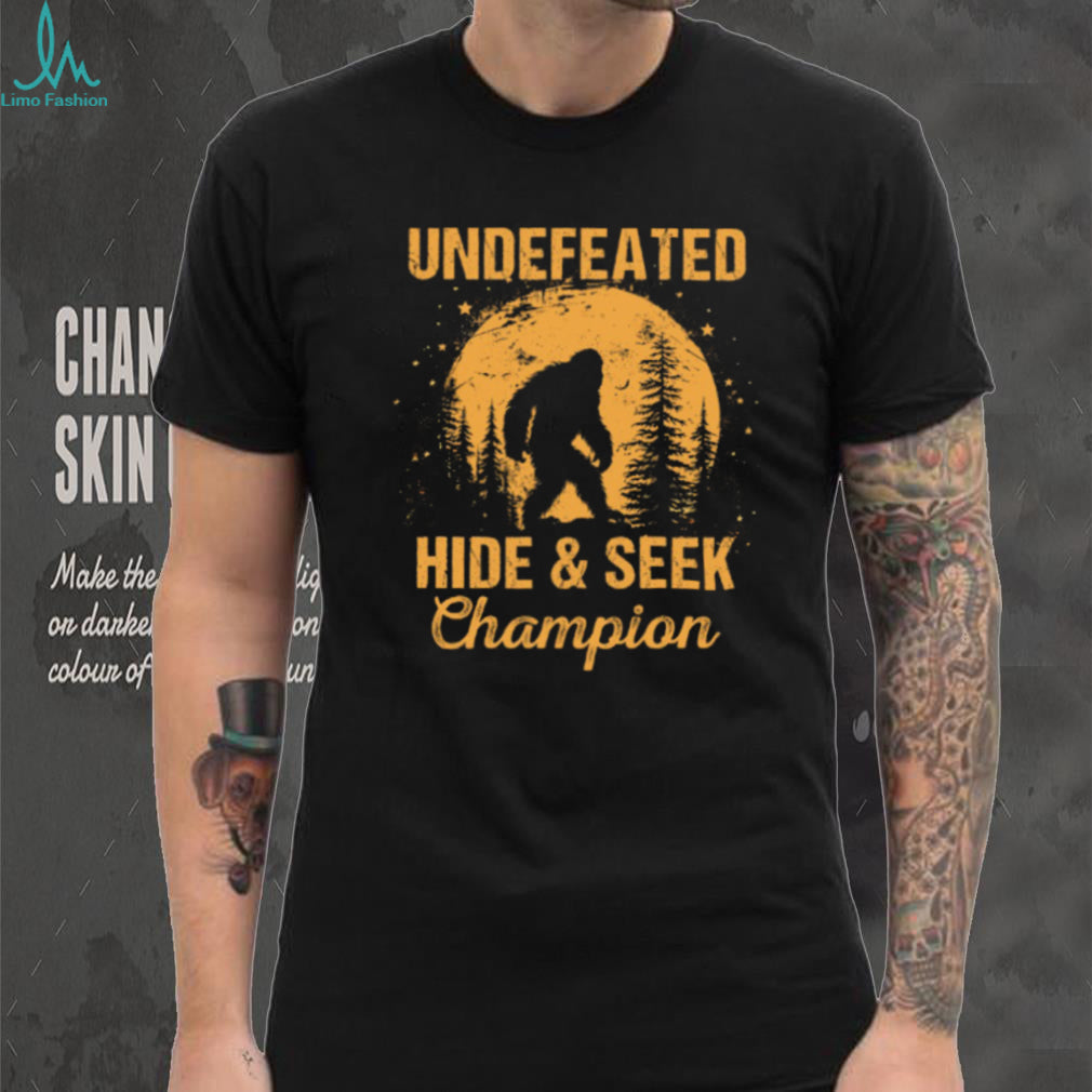 Bigfoot Undefeated Hide and Seek Champion Retro Sunset Tee