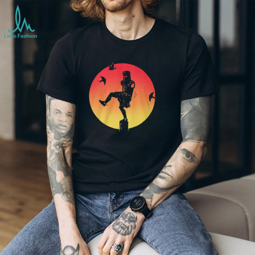 Black Knight Karate Kid Crane Kick Silhouette Sunset T Shirt